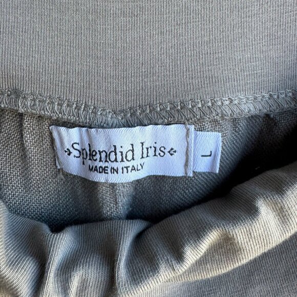 Splendid Iris Made in Italy 100% Linen Split Side Cropped Pants Women's Size L - Picture 3 of 8